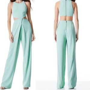 Alice & Olivia Cara Breeze Blue Cutout Sleeveless Jumpsuit Size 4 NWT $395
